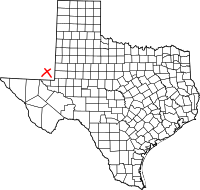 Map of Texas highlighting Worth County