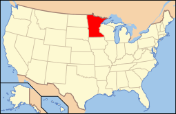 Map of the United States highlighting Minnesota