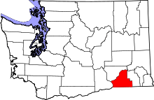 Map of Washington highlighting Walla Walla County