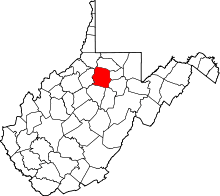 Map of West Virginia highlighting Harrison County