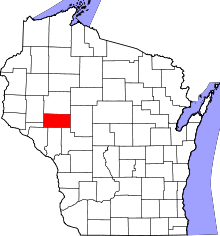 Map of Wisconsin highlighting Eau Claire County