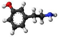 Meta-Tyramine ball and stick model