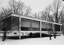 Farnsworth house during the winter