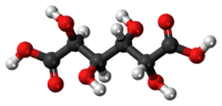 Ball-and-stick model of the mucic acid molecule