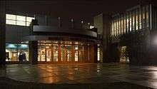 Murray Middle School on a rainy night