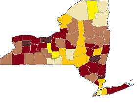 Strength of Conservative Party by county, 2008