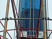 A close-up shot of the hydraulic dampers on Kings Island's version of the ride.