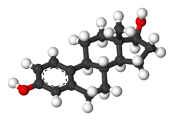 A ball-and-stick model of estradiol.