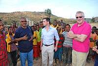 Pat Spillane (right) at Dengogo School with vso volunteer Dr. Negussie Araye