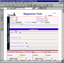 Delrina PerForm Designer software displaying a sample template of a Registration Form