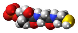 Space-filling model of the phosphopantetheine molecule as an anion (2- charge)