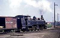 Portuguese Railways Mallet locomotive No. E168 at Povoa da Varzim, August 1970