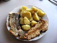 Photo of fried fish filet on a plate