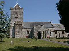 Stone building with square tower