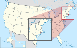 Map of the United States with Rhode Island highlighted