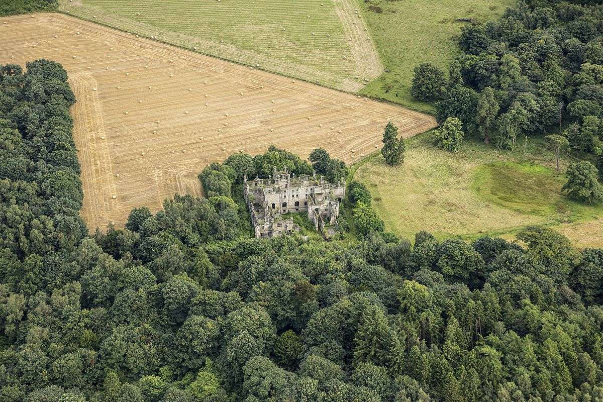 Aerial view of the Airth Old Parish Church, Airth, Scotland