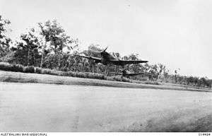 Two single engined propeller-driven monoplanes fly just above a cleared area. A thick forest is visible behind the aircraft.