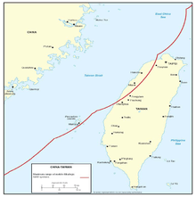 A map depicting Taiwan and a part of China showing that the Surface-To-Air Missiles coverage of China extends to most of the west coast of the island