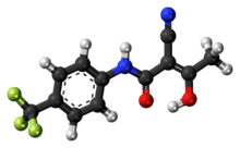 Ball-and-stick model of the teriflunomide molecule