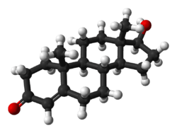 A ball-and-stick model of testosterone.