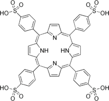 Skeletal formula of tetraphenylporphine sulfonate