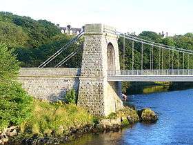 Smith's pylon on the Torry bank side of Wellington Suspension Bridge