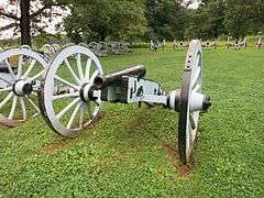 Photo shows replica cannons in the Artillery Park at Valley Forge National Park, Pennsylvania. The Artillery Park is located east of the parking lot on East Inner Line Drive.