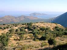 View of Kavousi Vronda from the south, with the island of Pseira in the distance