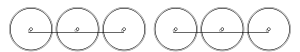 Diagram of six driving wheels in two trios, each trio joined by coupling rods