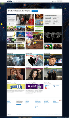 Screenshot of Wikia's main page