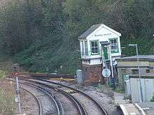 Photograph showing Bopeep Junction, with the signalbox at centre right.