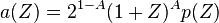 a(Z)=2^{1-A}(1+Z)^Ap(Z)