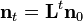 \mathbf{n}_{t} = \mathbf{L}^t\mathbf{n}_0