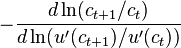 -\frac{d\ln(c_{t+1}/c_t)}{d\ln(u'(c_{t+1})/u'(c_t))}