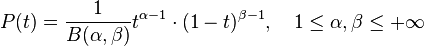 P(t)=\frac{1}{B(\alpha ,\beta )}t^{\alpha -1}\cdot (1-t)^{\beta -1},\quad 1\leq \alpha ,\beta \leq +\infty 