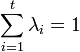 \sum_{i=1}^t \lambda_i = 1