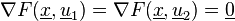  \mathcal{r} F(\underline{x},\underline{u}_1) = \mathcal{r} F(\underline{x},\underline{u}_2) = \underline{0}   